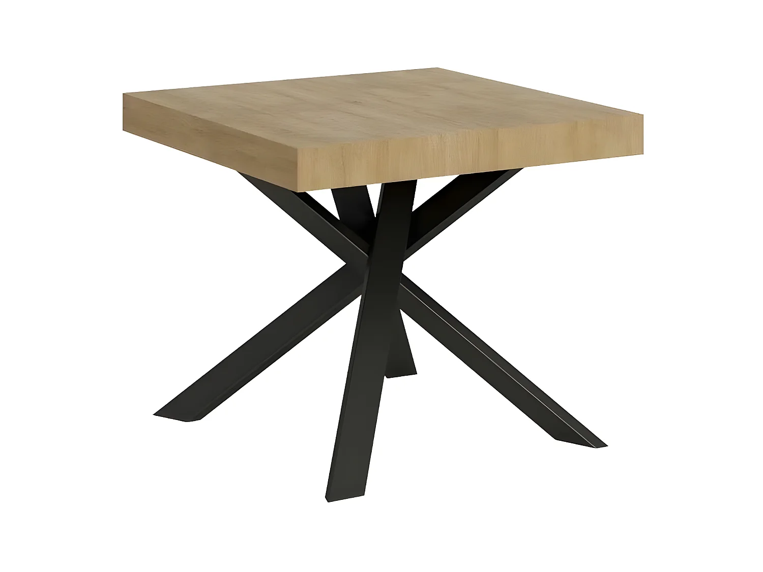 Petit table carrée extensible 90x90 à 194cm chêne clair et anthracite Karzy