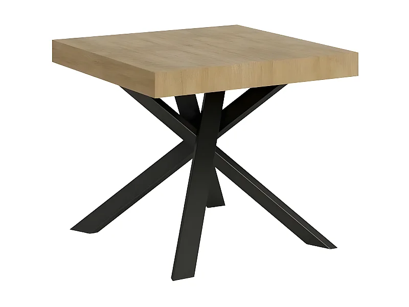 Petit table carrée extensible 90x90 à 194cm chêne clair et anthracite Karzy