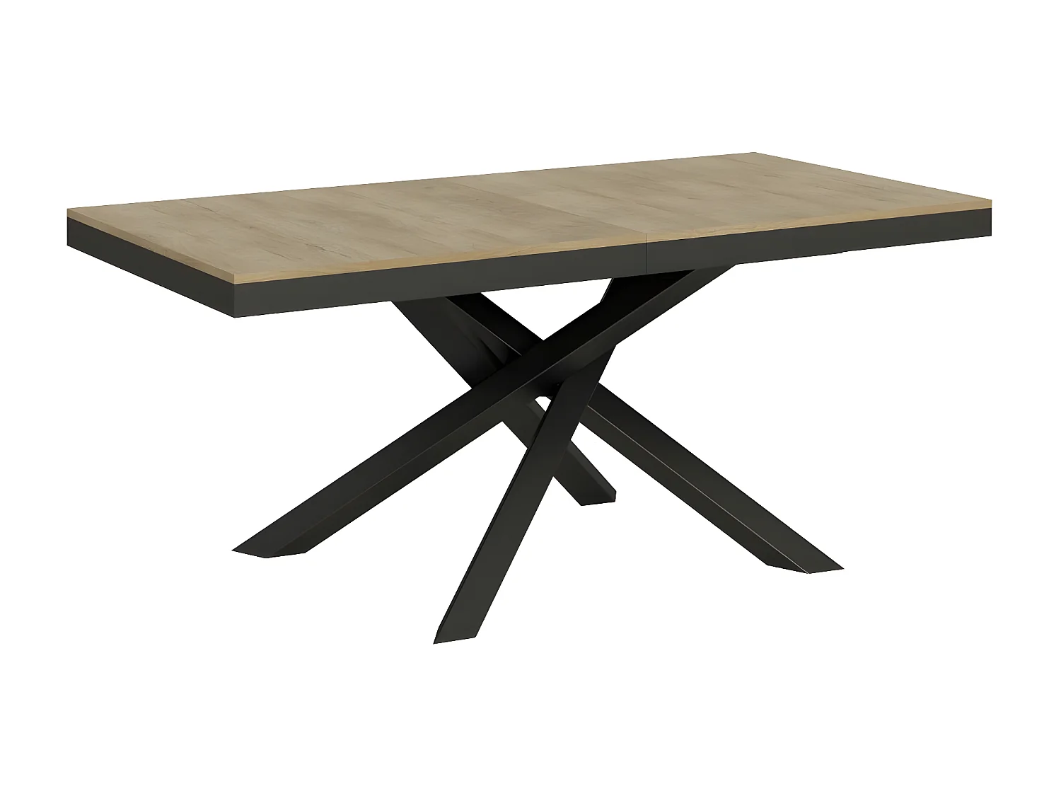 Kleine uitschuifbare lichthouten tafel en antraciet frame 120/224 cm Klass