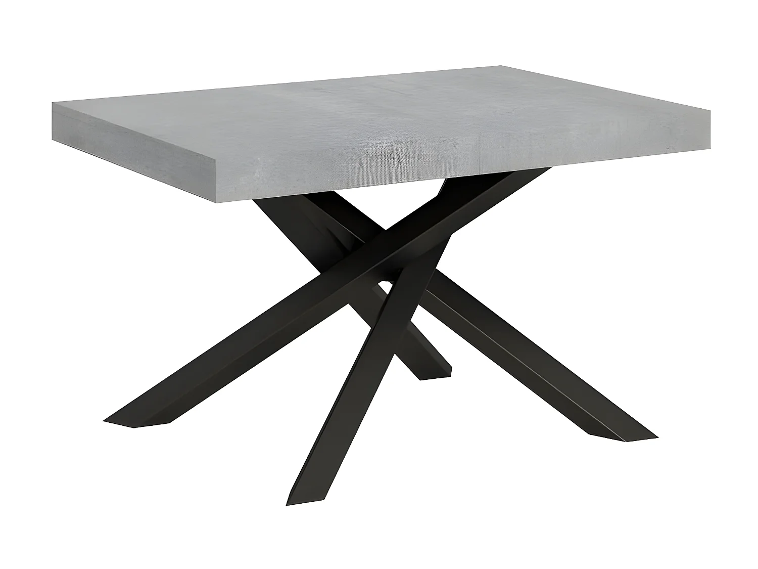 Uitschuifbare tafel voor 4 tot 10 personen in grijs betoneffect en antraciet verweven poten L 130 tot 234 cm Artemis