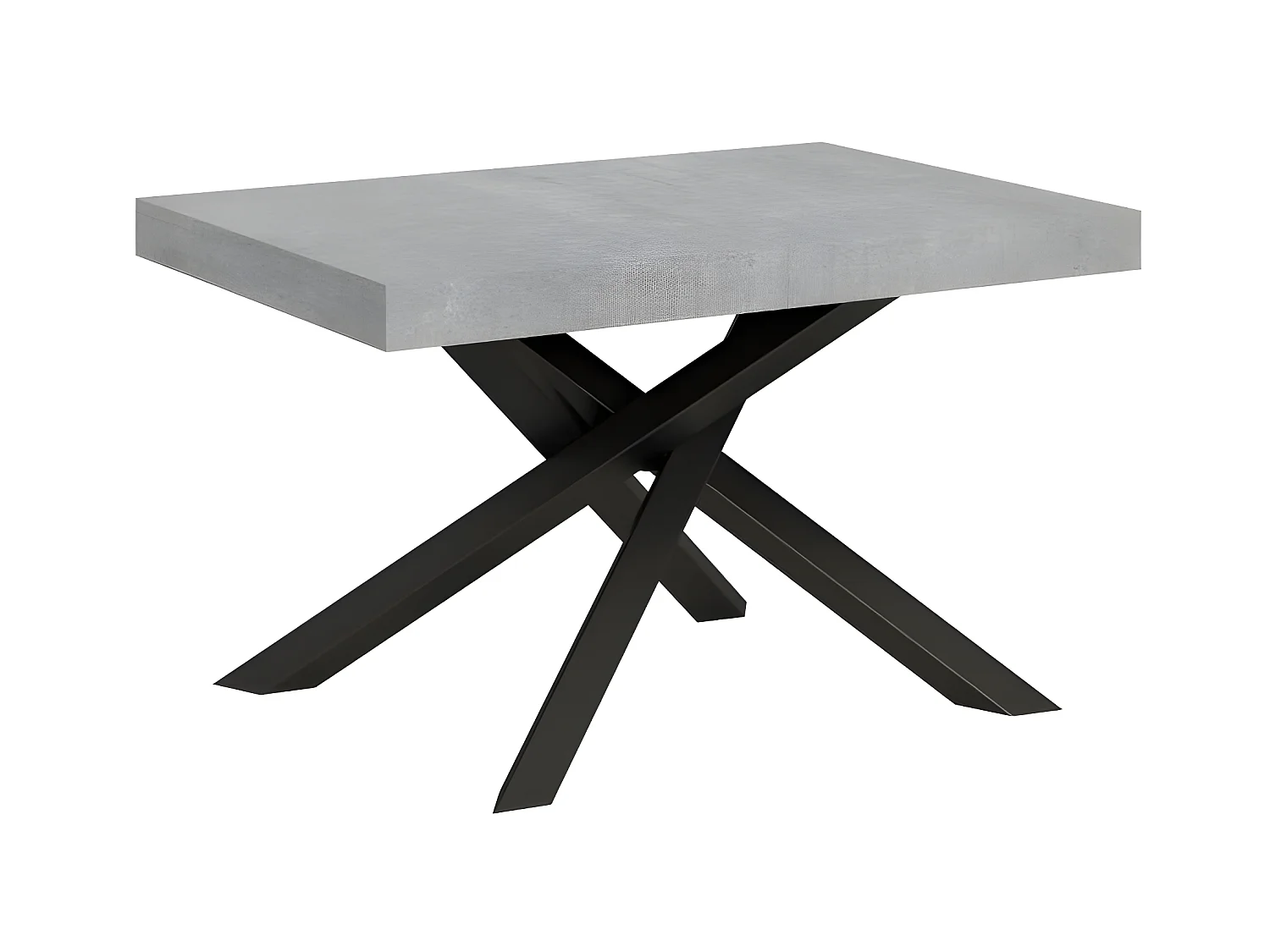 Table extensible 4 à 10 personnes gris effet béton et pieds entrelacés anthracite L 130 à 234cm Artemis