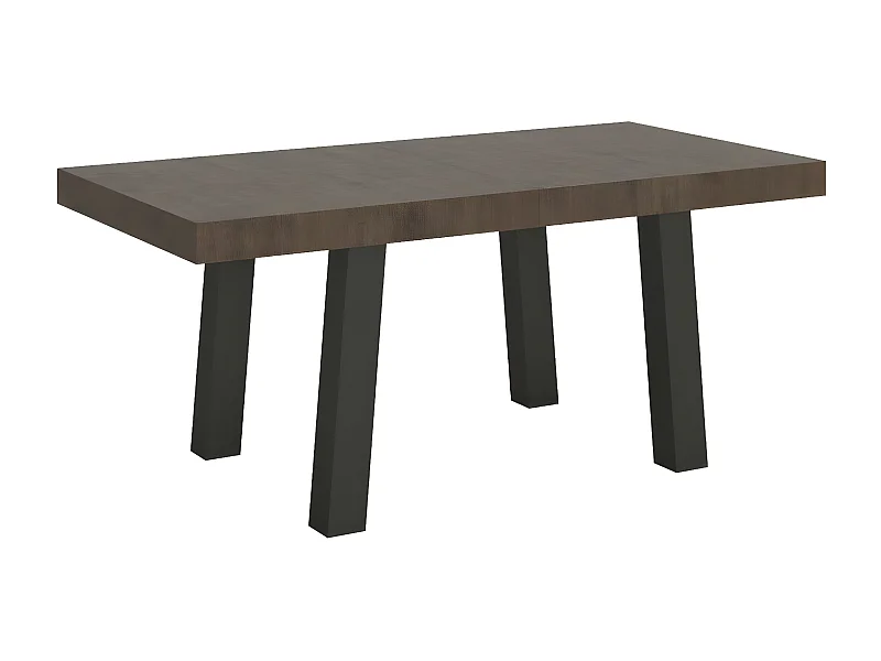 Table extensible 6 à 14 places L 180 à 284cm bois foncé et pieds métal anthracite Bidy
