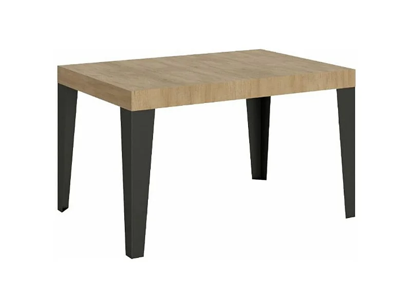 Table rectangulaire extensible 6 à 18 places L 130 à 390cm chêne clair et pieds métal anthracite Flavio