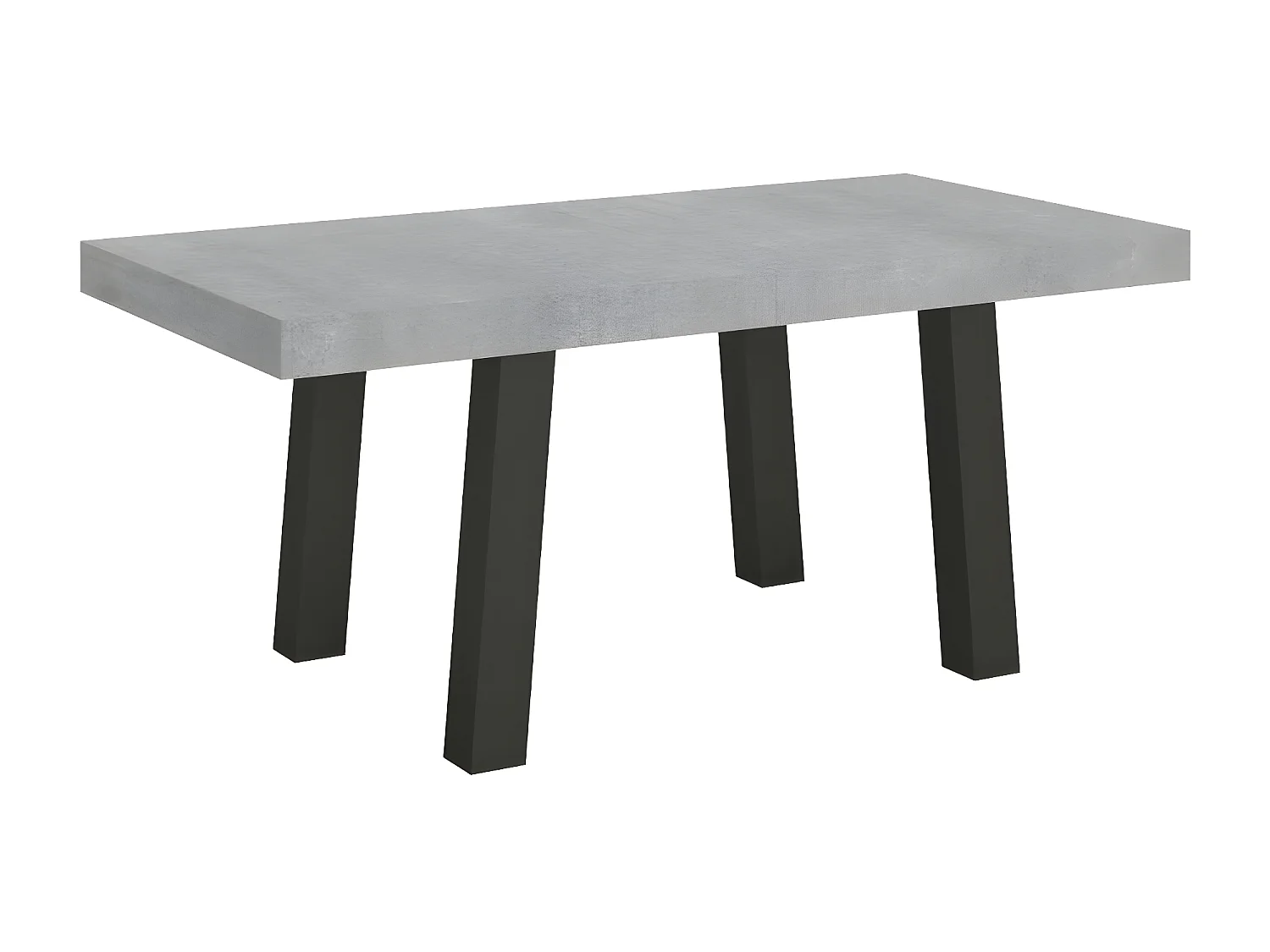 Table extensible 6 à 12 places L 160 à 264cm gris béton et pieds métal anthracite Bidy