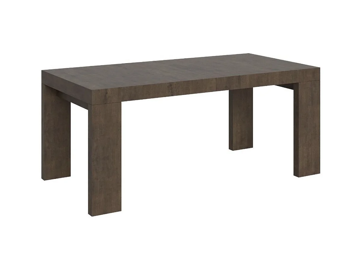 Table rectangulaire extensible 160 à 264cm bois foncé Ribo-Support 4 pieds