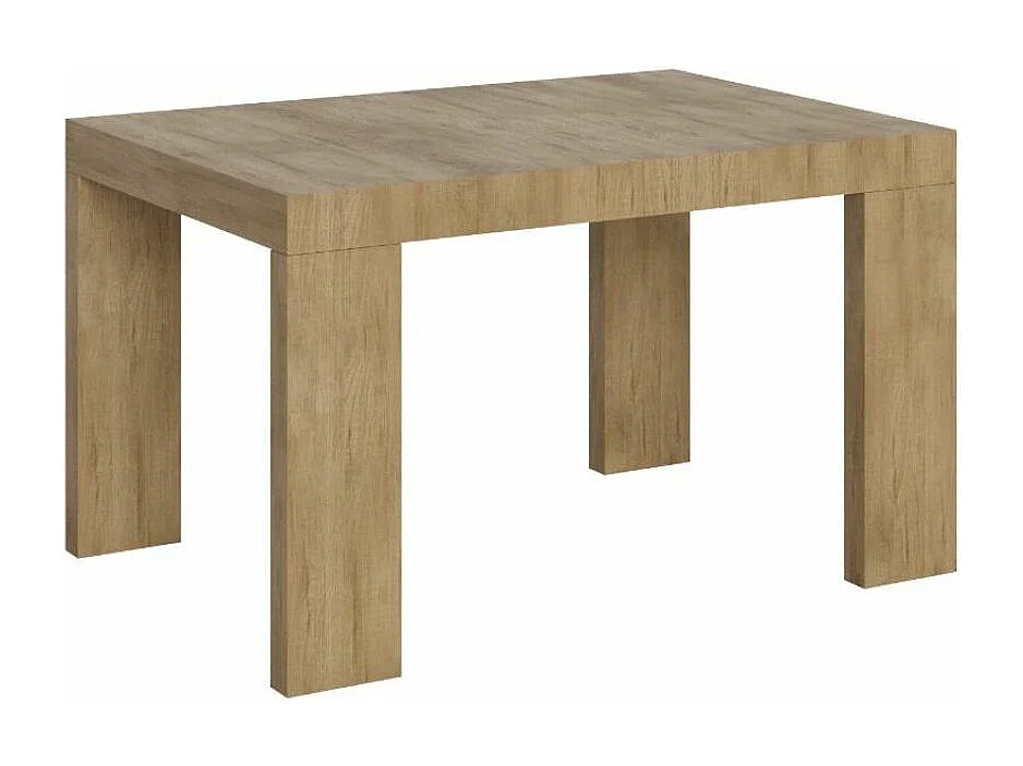 Mesa de comedor extensible de madera Ribo-Color Natural-Base y soporte con ruedas-5 alargaderas finas-Ancho extensible