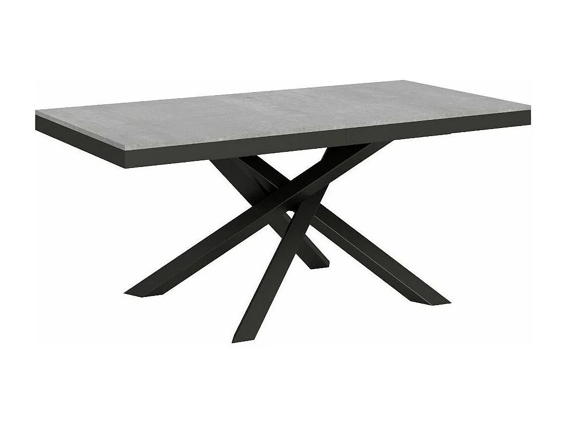 Table extensible gris béton et cadre anthracite 180-440cm Klass