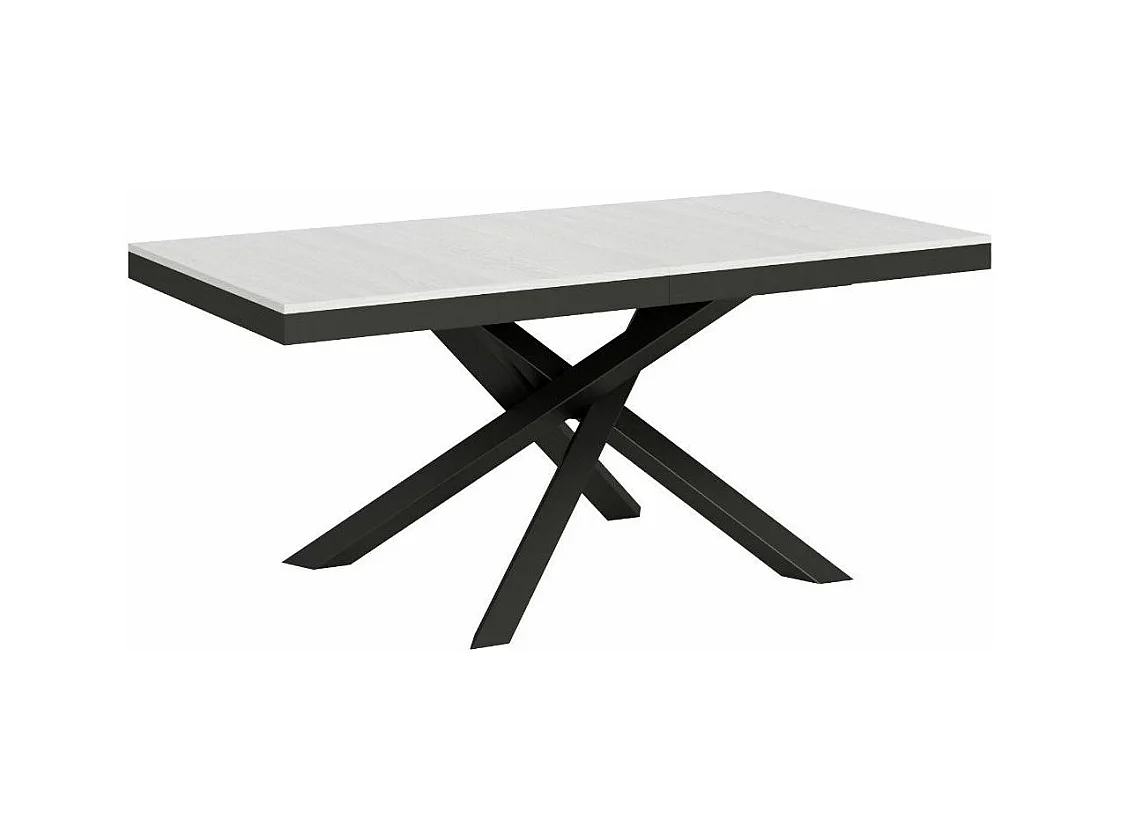 Table extensible blanche et cadre anthracite 180-284cm Klass
