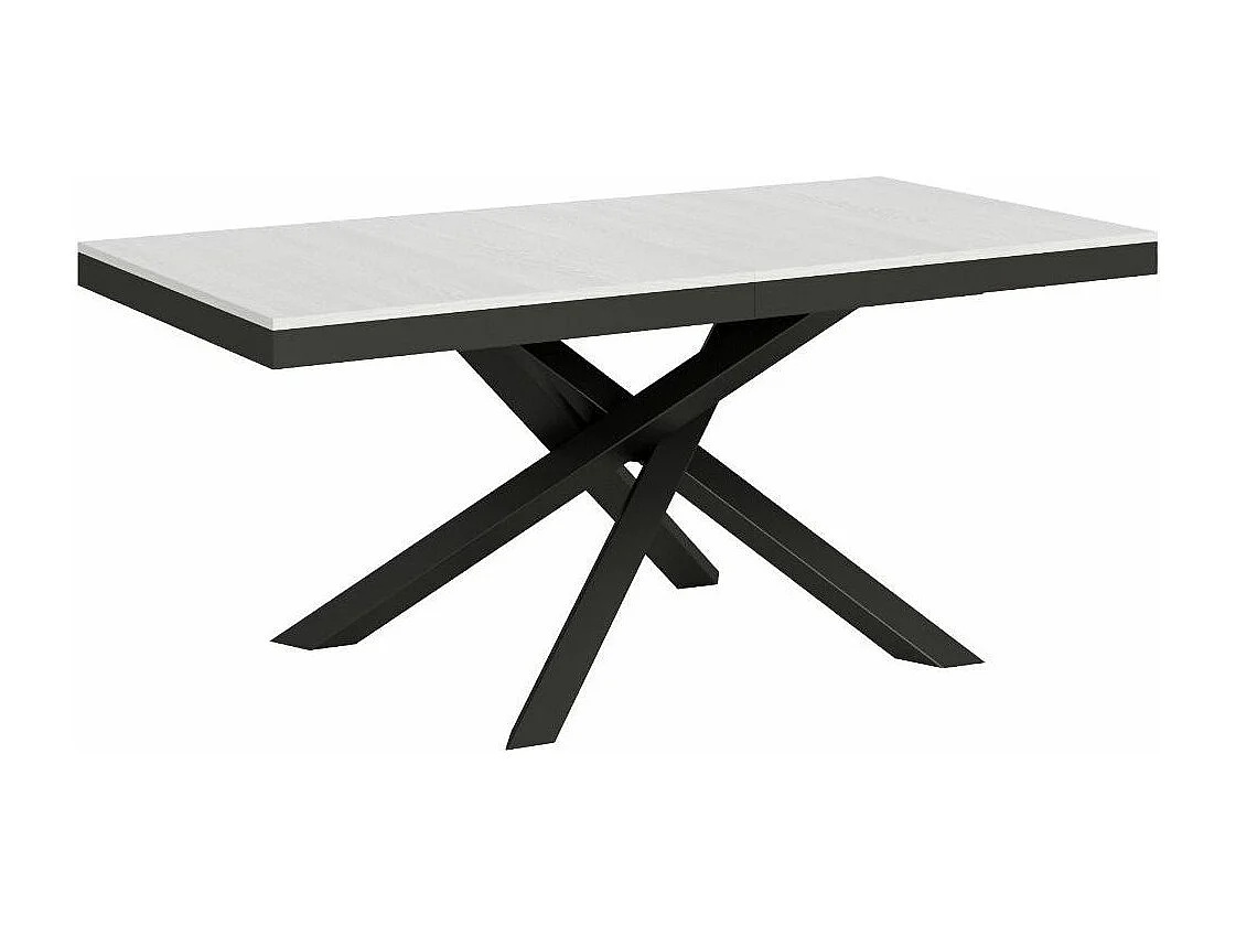 Table extensible blanche et cadre anthracite 180-284cm Klass