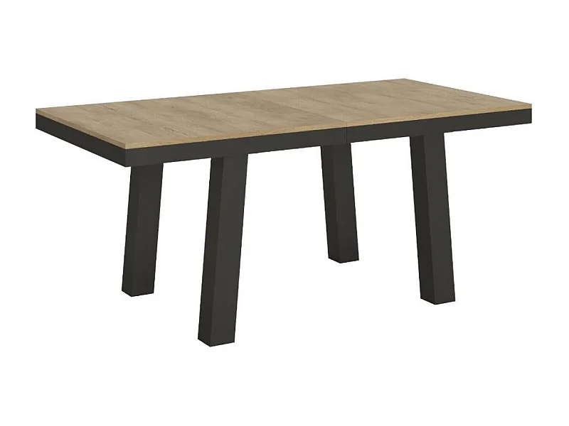 Mesa extensible Bidy de 6 a 20 plazas L 160 a 420 cm madera clara y estructura de metal antracita