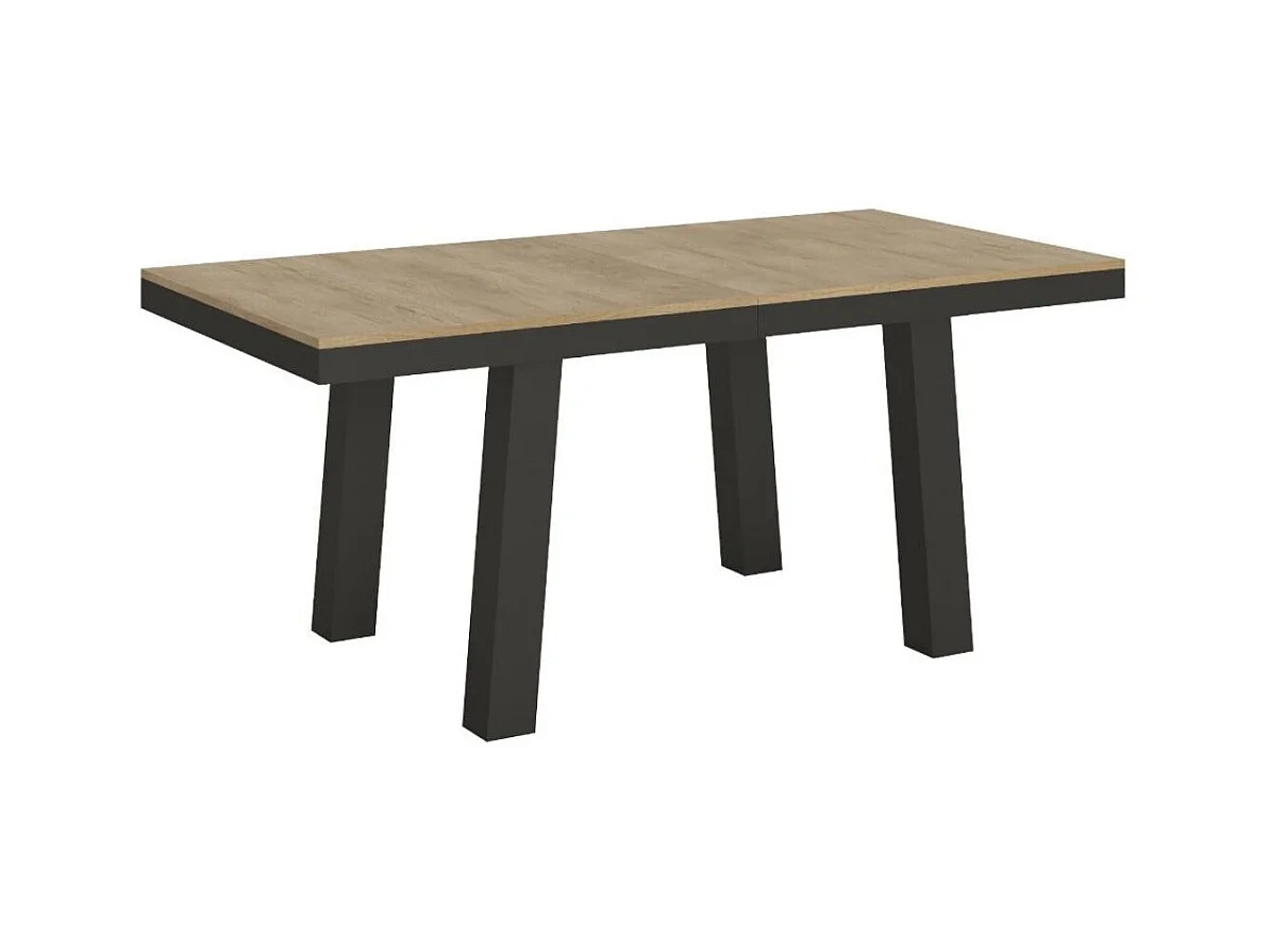 Table extensible 6 à 20 places L 160 à 420cm bois clair et cadre métal anthracite Bidy
