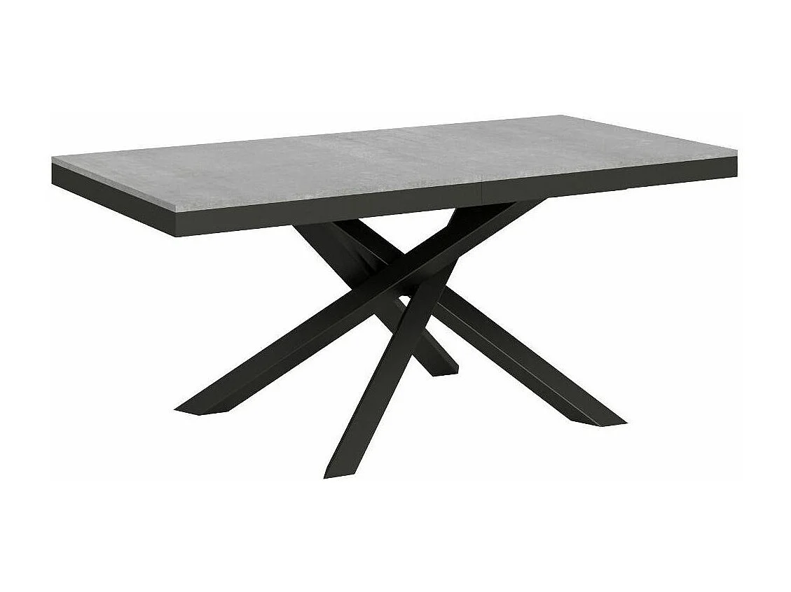 Table extensible gris béton et cadre anthracite 160-264cm Klass