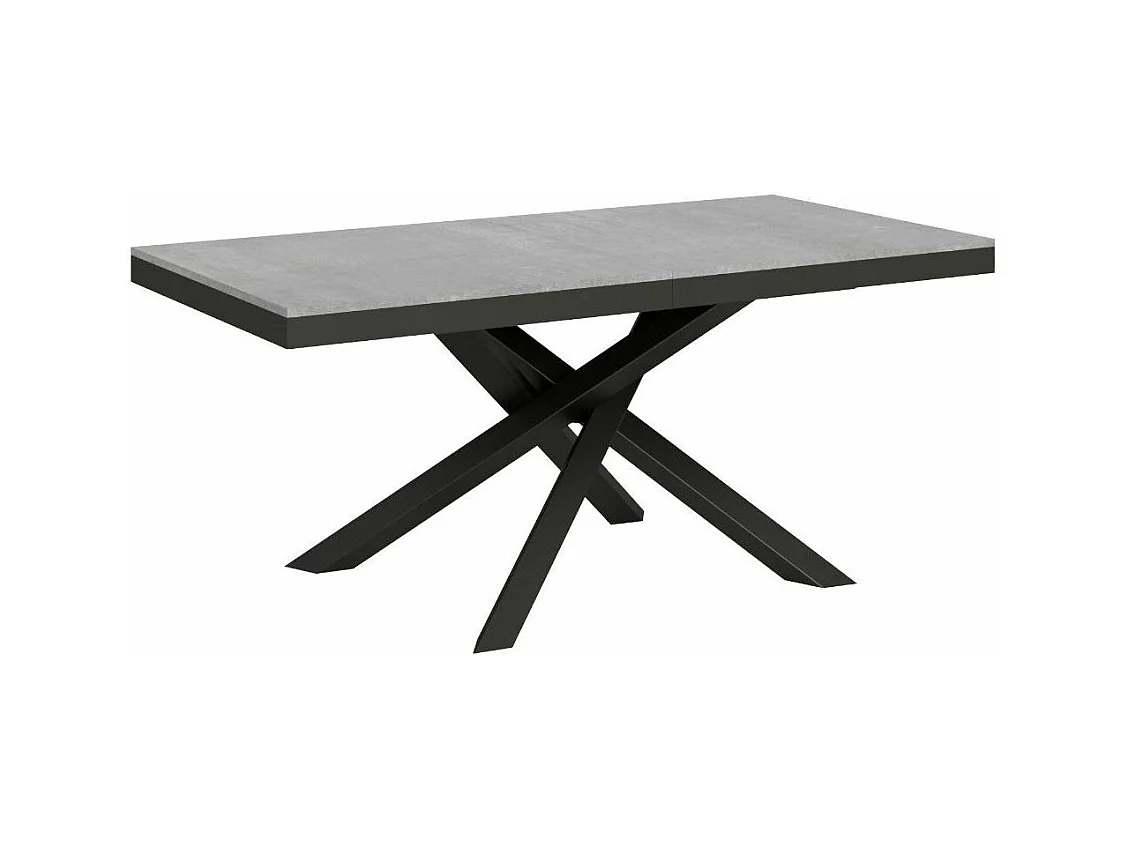 Table extensible gris béton et cadre anthracite 160-264cm Klass