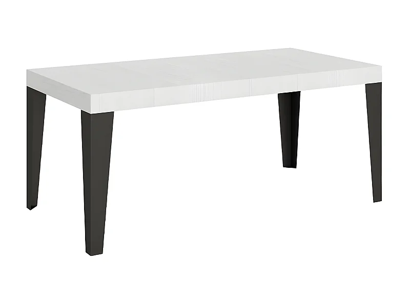 Table rectangulaire extensible 8 à 14 places L 180 à 284cm blanc et pieds métal anthracite Flavio