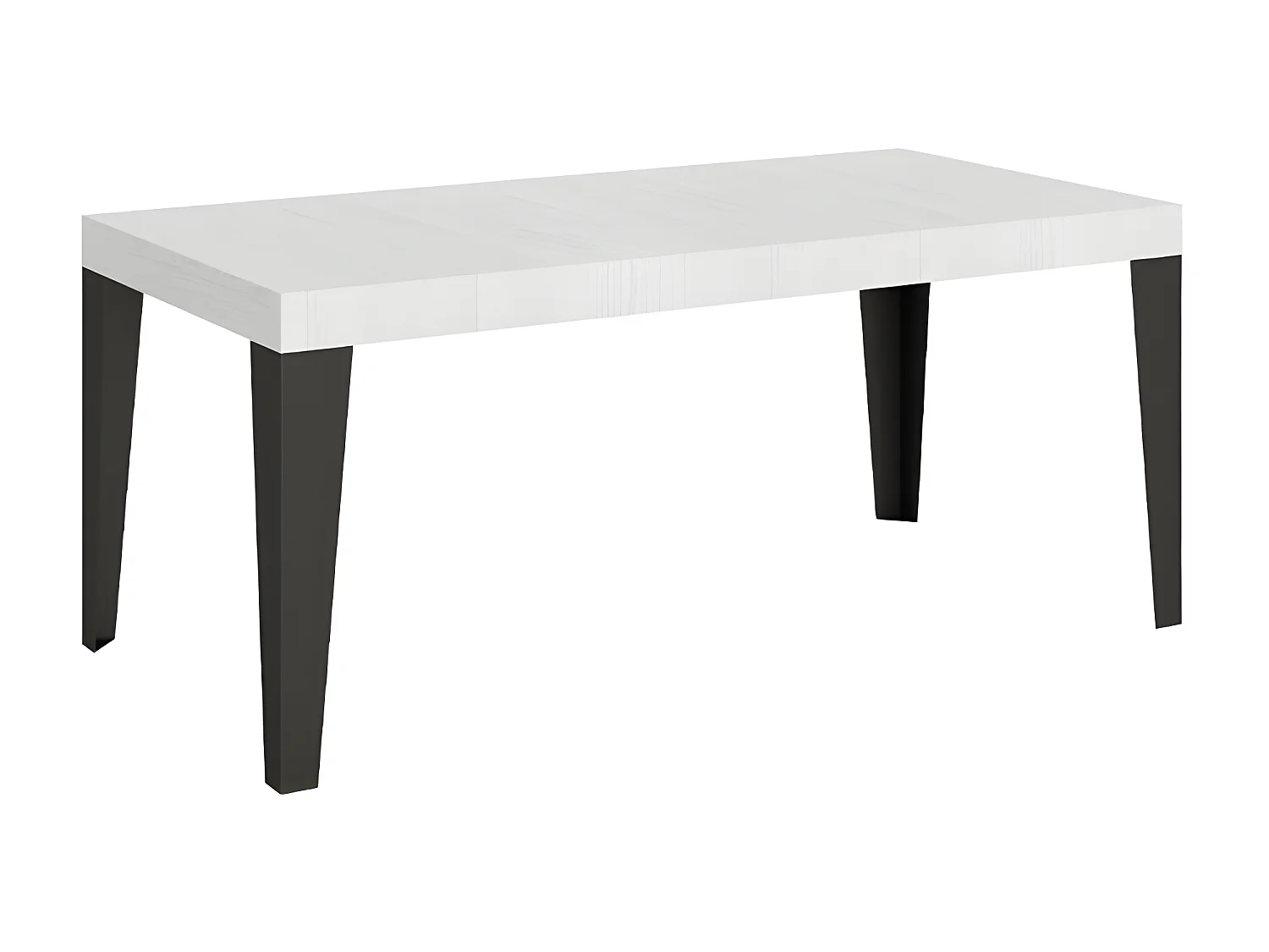 Table rectangulaire extensible 8 à 14 places L 180 à 284cm blanc et pieds métal anthracite Flavio