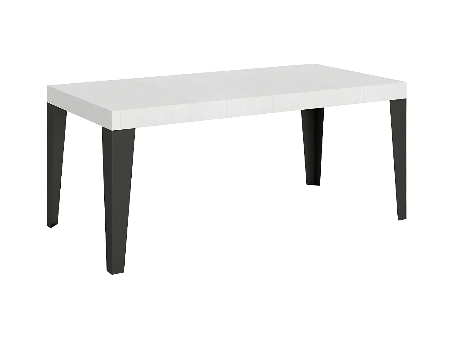 Table rectangulaire extensible 8 à 14 places L 180 à 284cm blanc et pieds métal anthracite Flavio