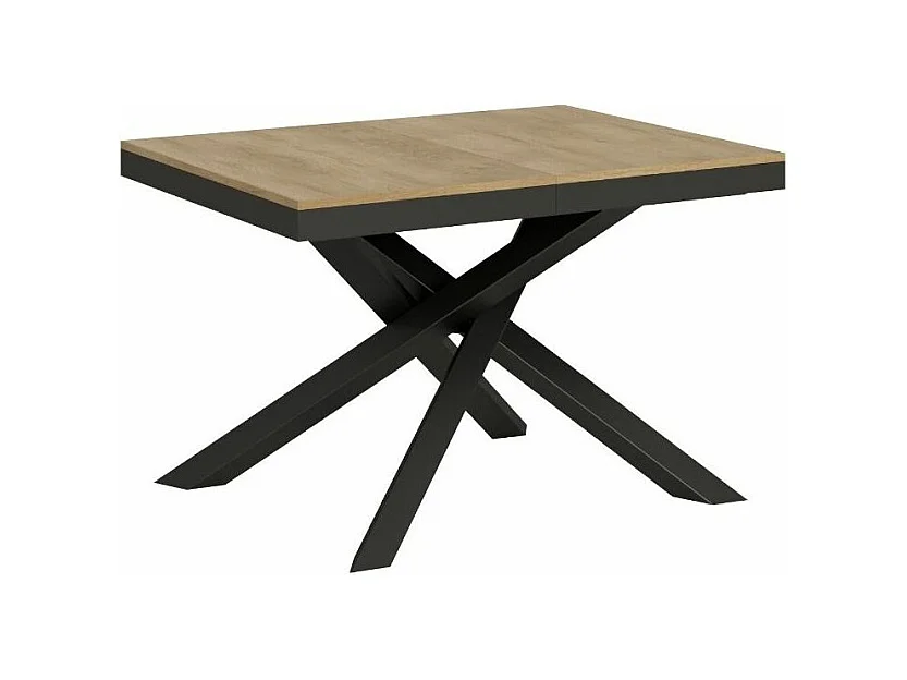 Petite table extensible bois clair et cadre anthracite 120-224cm Klass