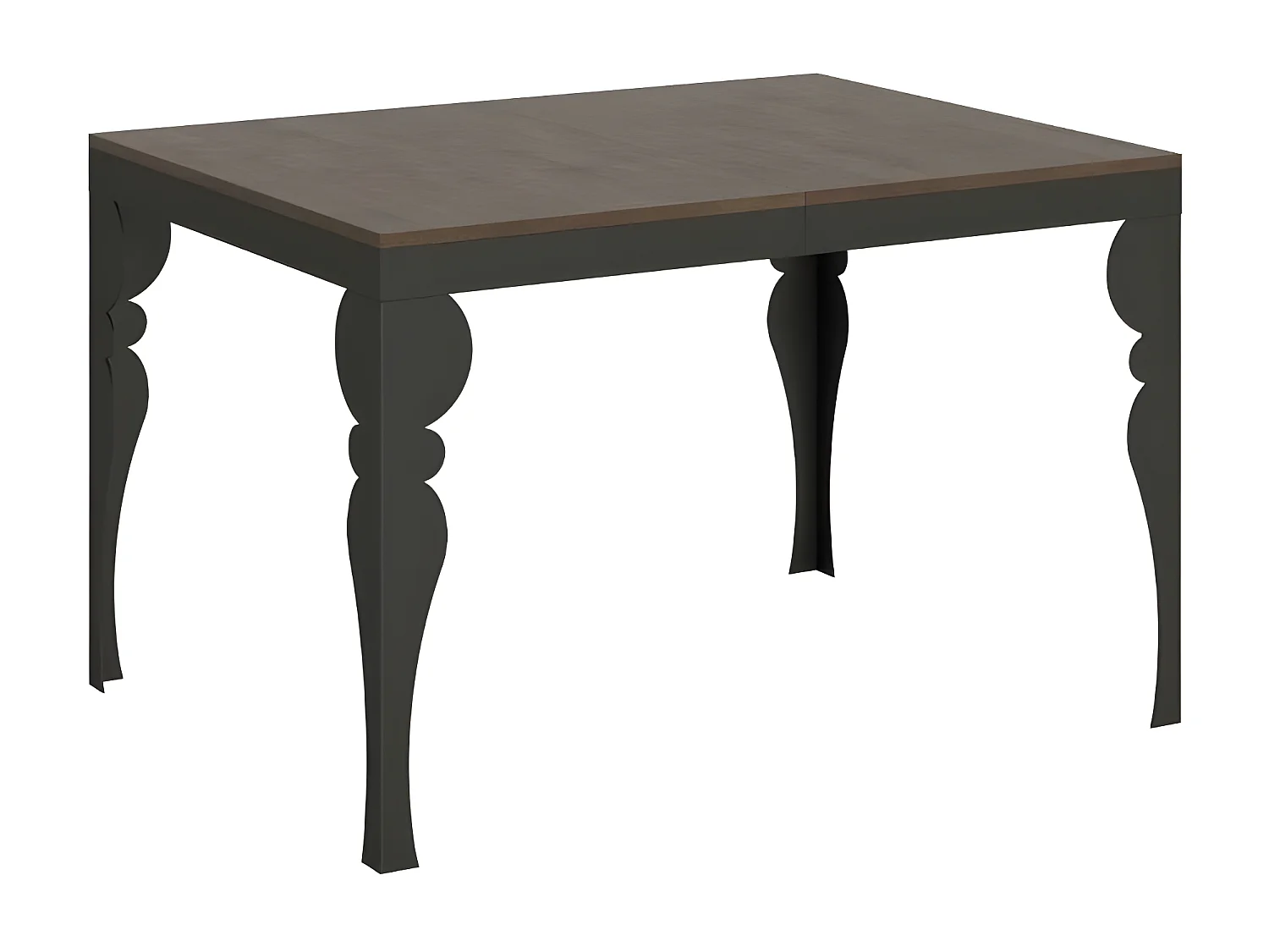 Table extensible 6 à 16 places L 120 à 380cm marron et pieds gris foncé Patone