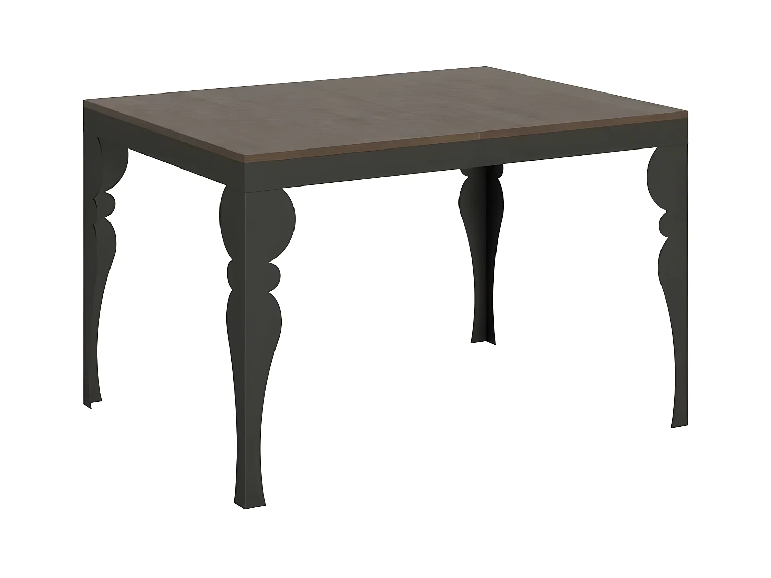 Table extensible 6 à 16 places L 120 à 380cm marron et pieds gris foncé Patone