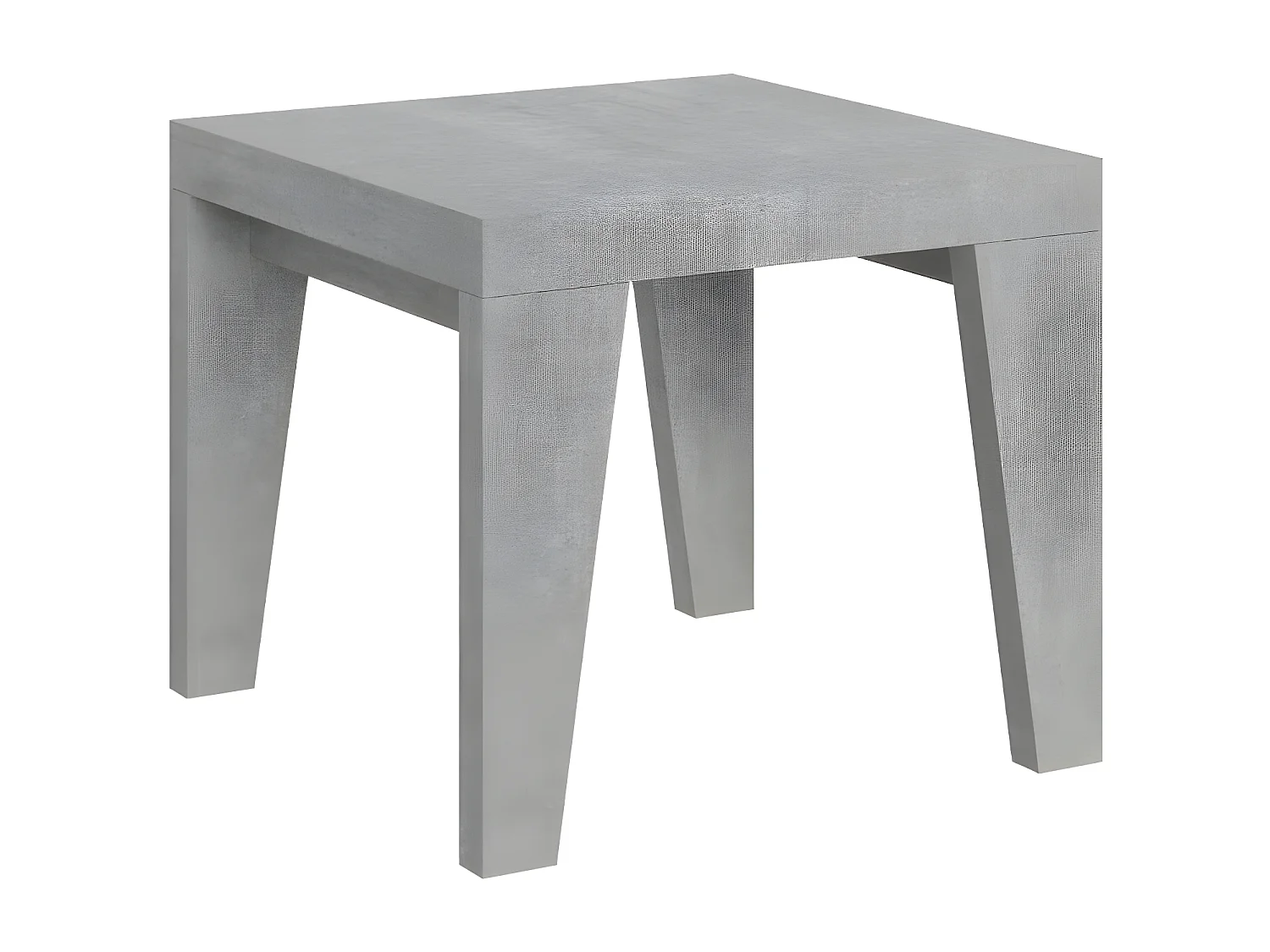 Mesa extensible cuadrada pequeña 90x90/246 cm Naxo-Color Gris cemento-Soporte 4 pies-3 alargaderas finas