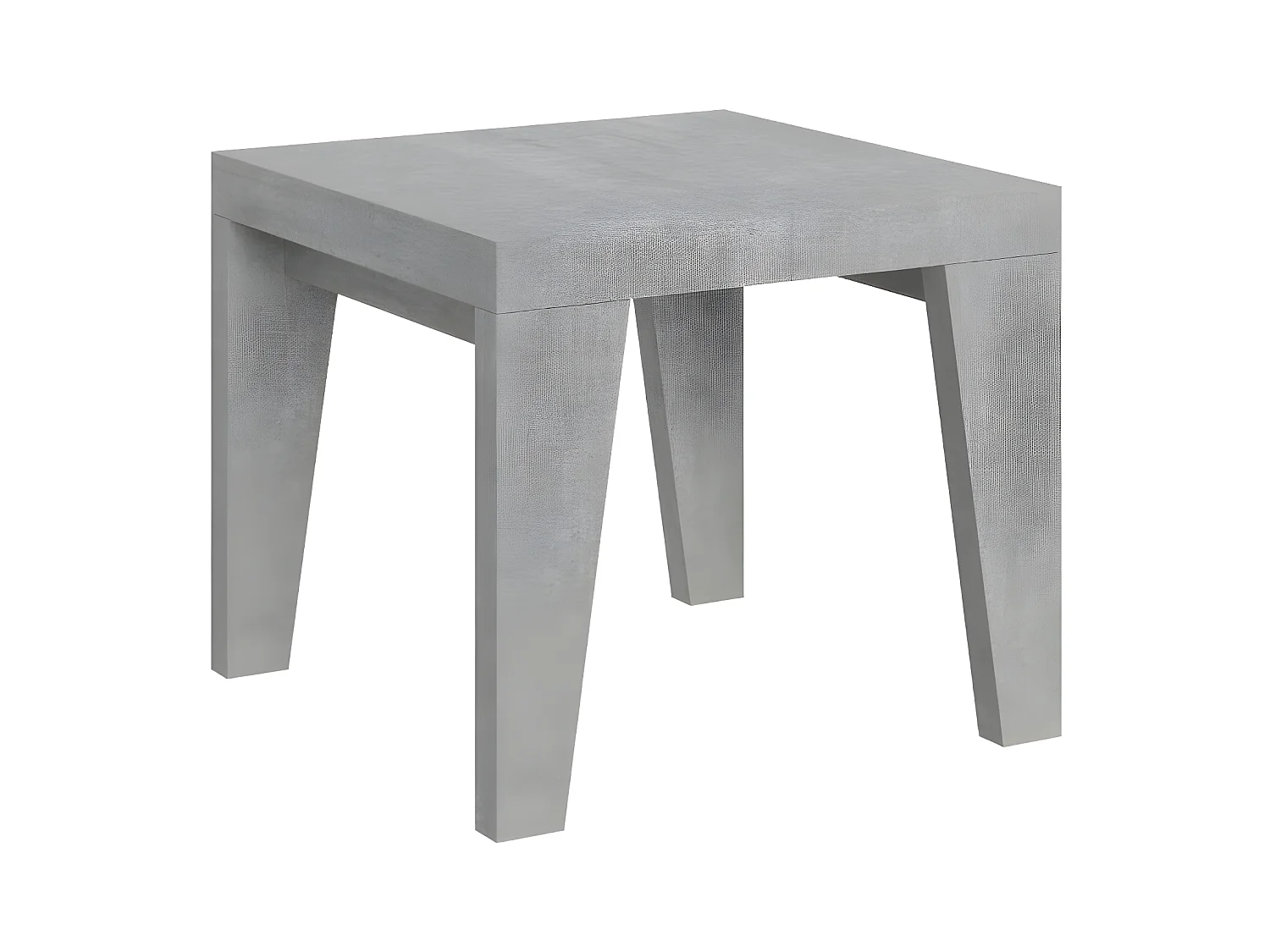 Petite table carrée 90-90cm extensible 10 personnes 90 à 246cm gris effet ciment Naxo-Support 4 pieds