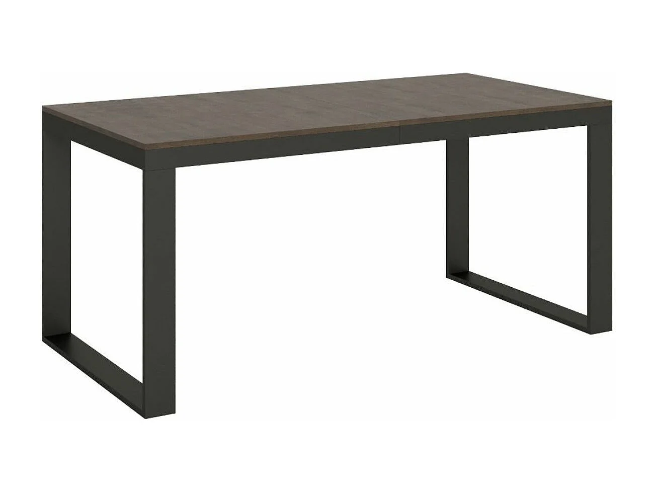 Table extensible 180 à 440cm bois foncé et métal anthracite Likro-Pied et support sur roulettes