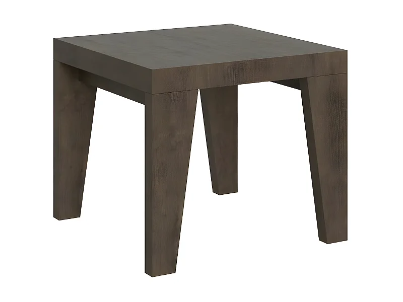 Kleine vierkante tafel 90/90 cm uitschuifbaar 10 personen 90 tot 246 cm bruin hout Naxo-Steun 4 voet