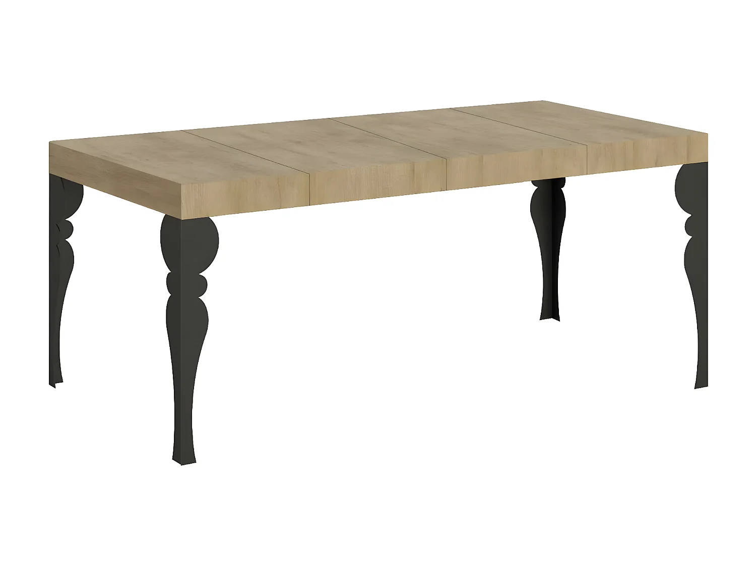 Petite table carrée 90-90cm extensible 10 personnes 90 à 246cm blanc et pieds gris foncé Kalane