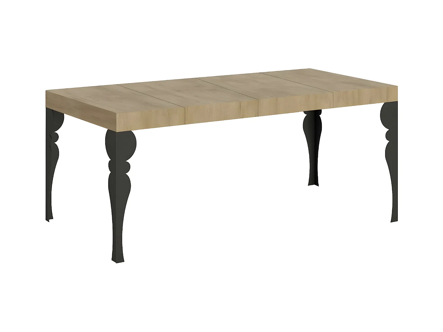 Kleine vierkante tafel 90/90 cm uitschuifbaar voor 10 personen 90 tot 246 cm witte en donkergrijze poten Kalane