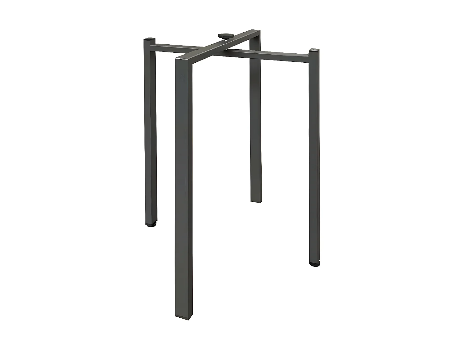 Petite table carrée 90-90cm extensible 10 personnes 90 à 246cm bois gris béton et pieds métal anthracite Flavio