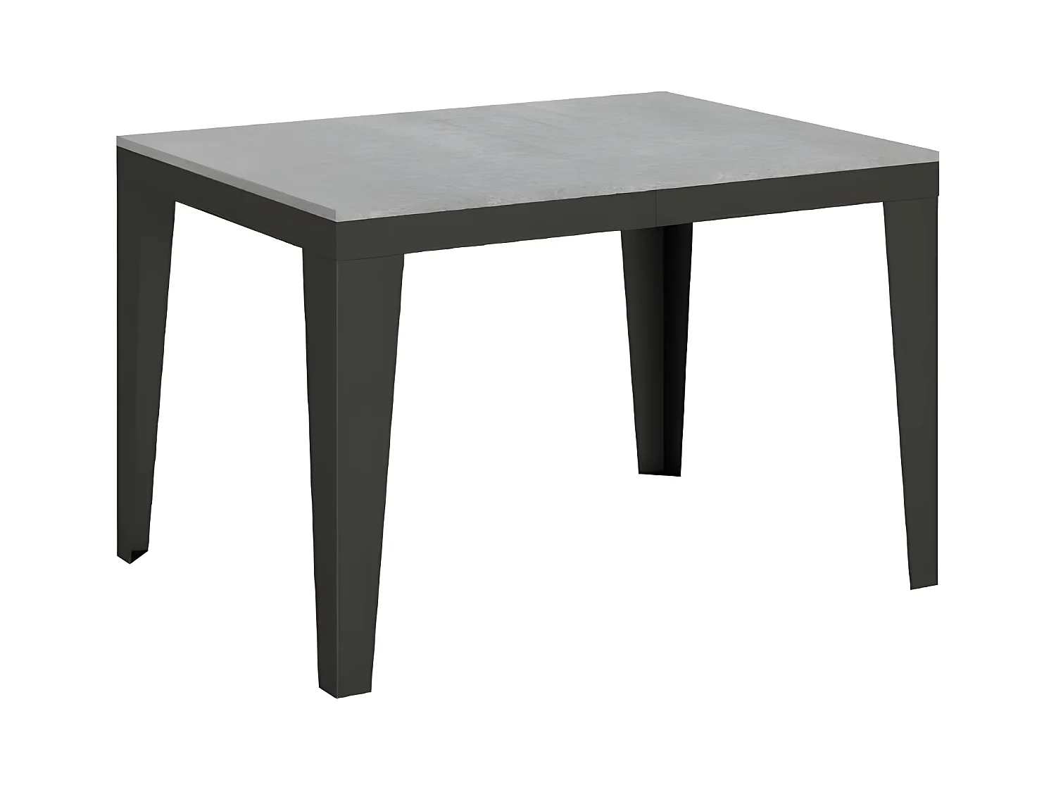 Table rectangulaire extensible 6 à 16 places L 120 à 380cm gris effet béton et pieds acier gris foncé Flavien