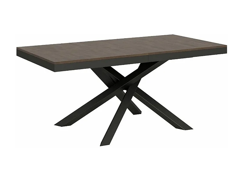 Mesa extensible de diseño con patas entrelazadas antracita Klass-Color Marrón-Ancho extensible