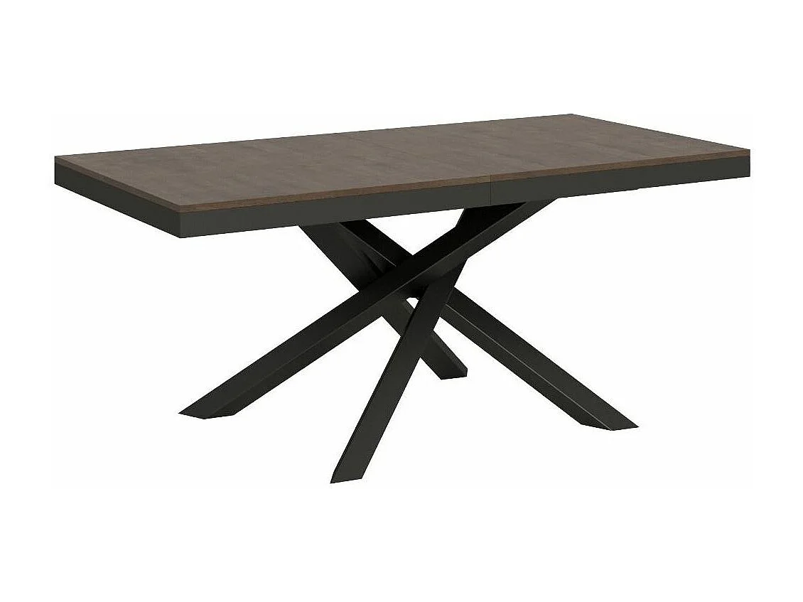 Mesa extensible de diseño con patas entrelazadas antracita Klass-Color Marrón-Ancho extensible