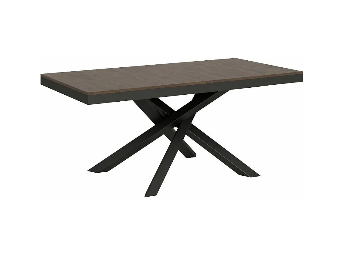 Table extensible bois marron et cadre anthracite 180-284cm Klass