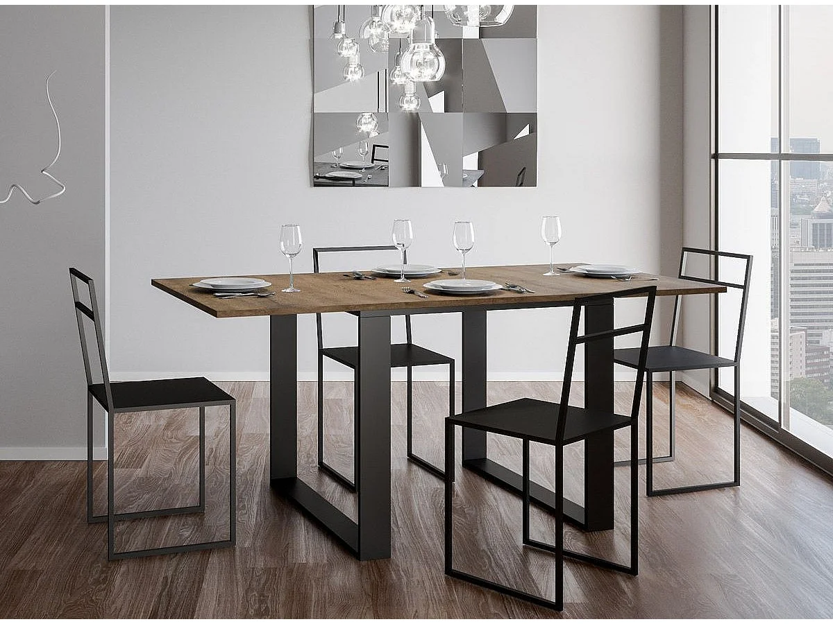 Mesa extensible cuadrada pequeña 90x90/180 cm Tiroz evolución-Color Marrón