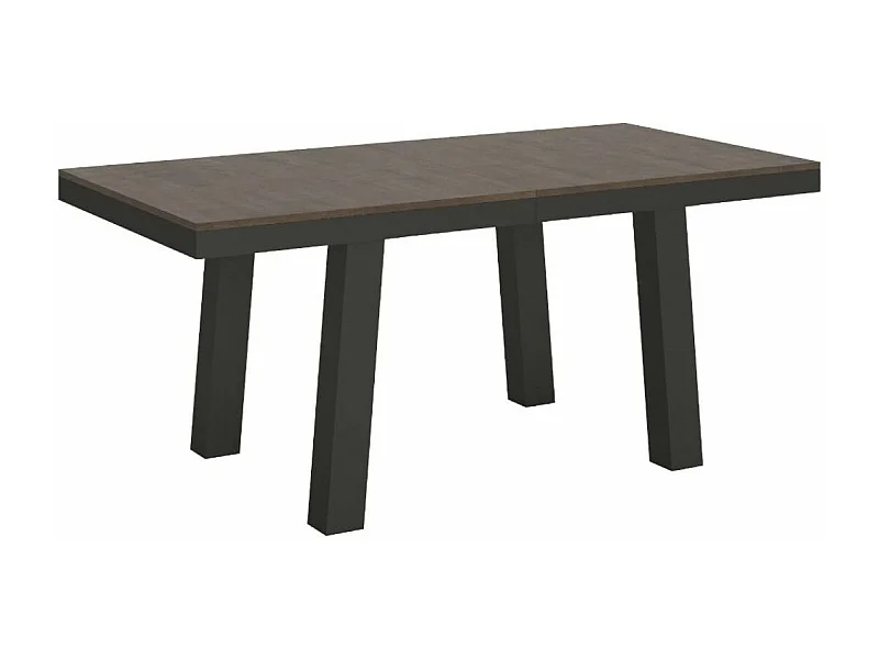 Table extensible 8 à 20 places L 180 à 440cm bois foncé et cadre métal anthracite Bidy