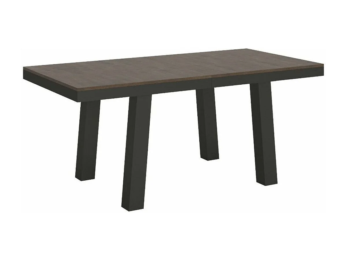 Table extensible 8 à 20 places L 180 à 440cm bois foncé et cadre métal anthracite Bidy