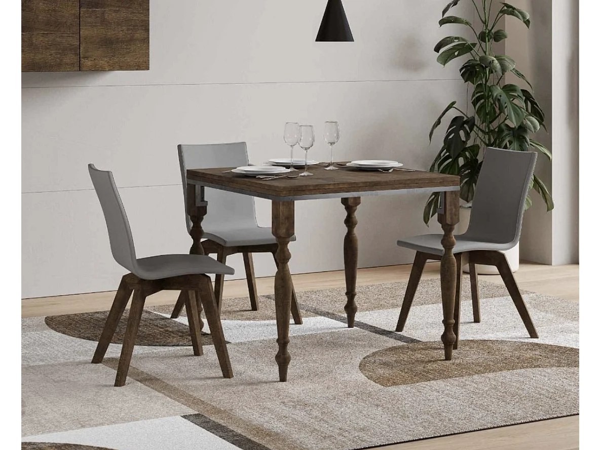 Table extensible carrée 4 à 8 places L 90 à 180cm bois noyer Lubria