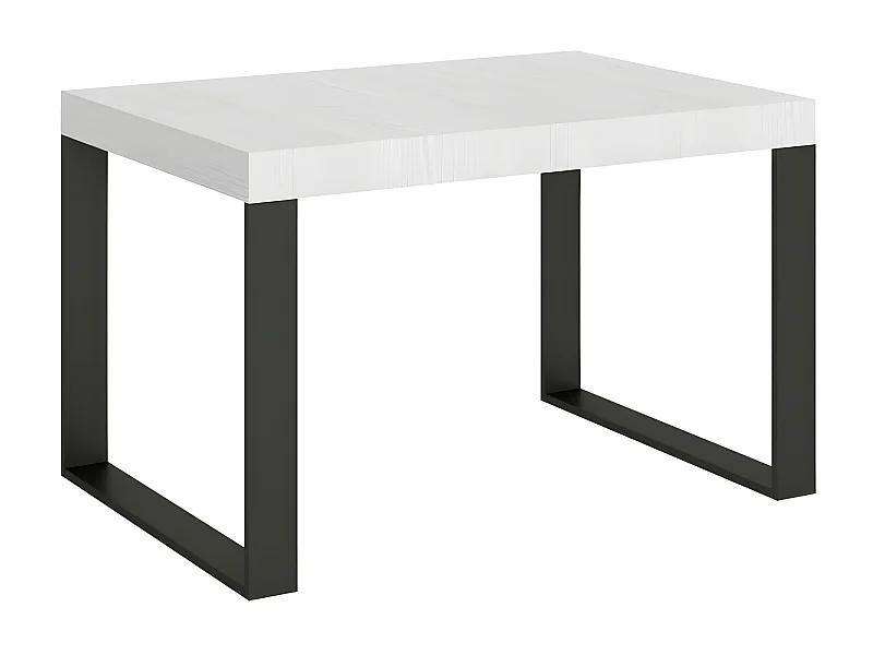 Table extensible 130 à 390cm blanche et pieds métal anthracite Tiroz