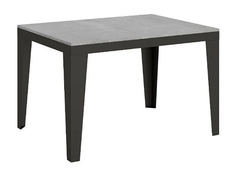 Rechthoekige uitschuifbare tafel 6 tot 10 plaatsen L 120 tot 224 cm grijs betoneffect en donkergrijze stalen poten Flavien