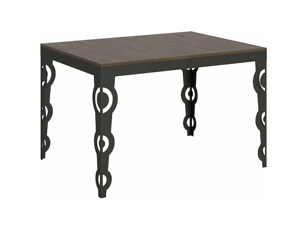 Table rectangulaire extensible 6 à 16 personnes L 120 à 380cm bois noyer et cadre métal anthracite Zakary
