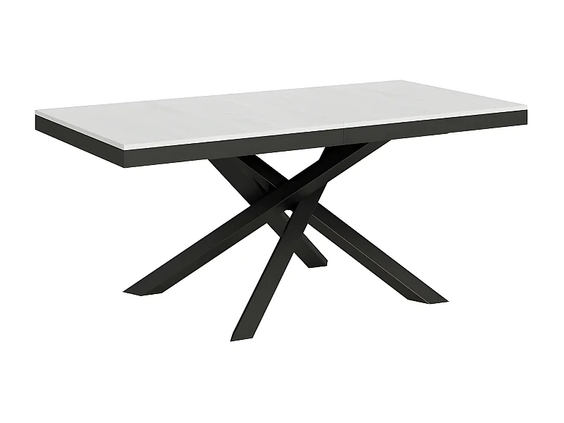 Table extensible blanche et cadre anthracite 160-264cm Klass