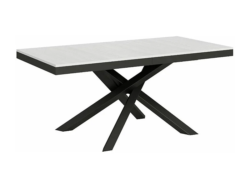 Table extensible 6 à 18 personnes blanche et pieds entrelacés anthracite L 160 à 420cm Klass