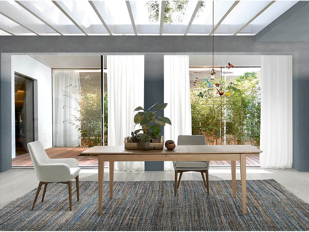 Table rectangulaire extensible 180-220cm bois plaqué chêne Minka