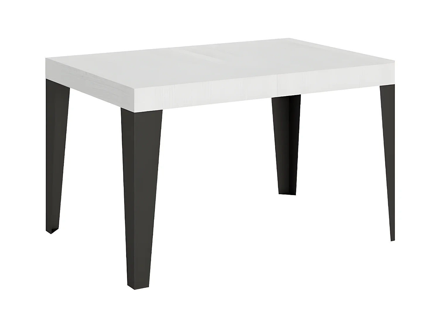 Table rectangulaire extensible 6 à 10 places L 130 à 234cm blanc et pieds métal anthracite Flavio