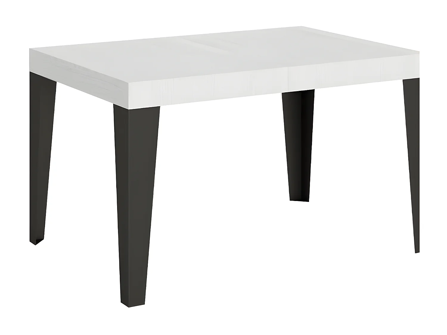 Table rectangulaire extensible 6 à 10 places L 130 à 234cm blanc et pieds métal anthracite Flavio