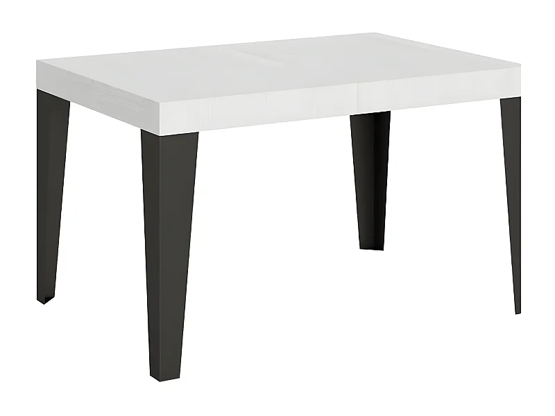 Rechthoekige uitschuifbare tafel 6 tot 10 plaatsen L 130 tot 234 cm wit en antraciet metalen poten Flavio