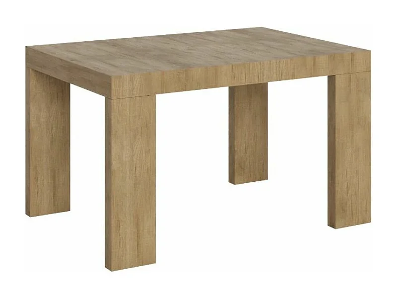 Mesa de comedor extensible de madera Ribo-Color Natural-Base y soporte con ruedas-Alargaderas -Ancho extensible