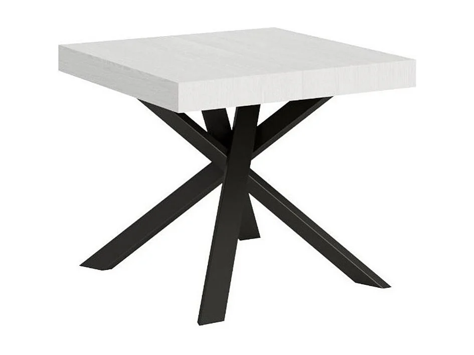 Petit table carrée extensible 90x90 à 194cm blanc et anthracite Karzy