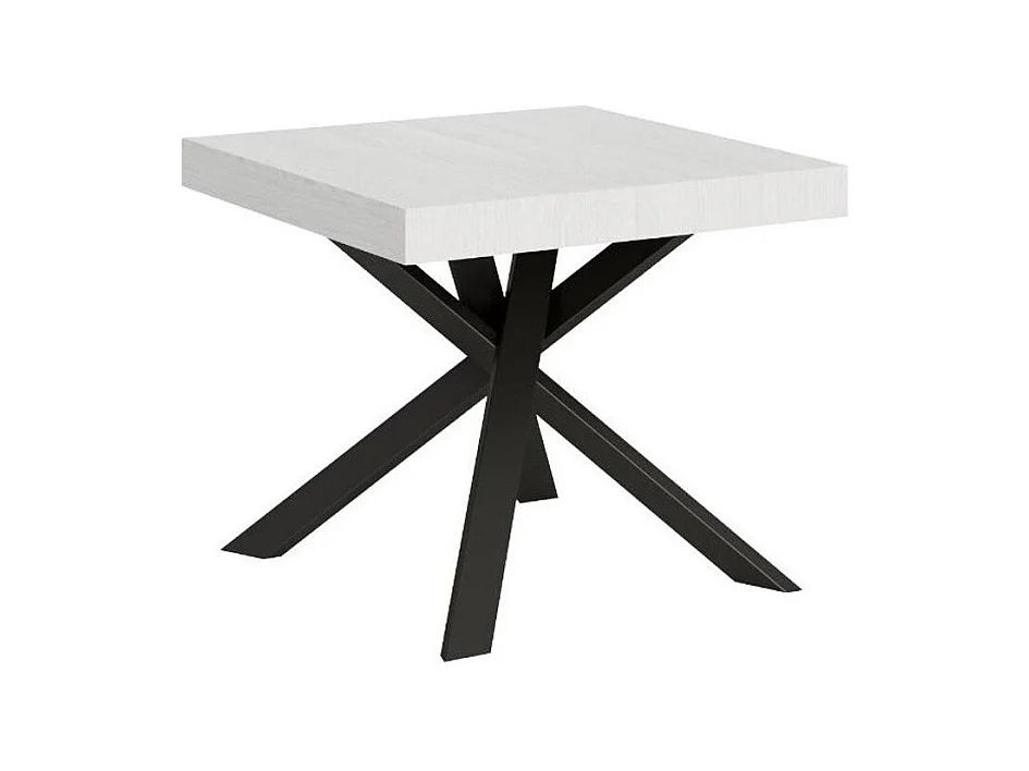 Petit table carrée extensible 90x90 à 194cm blanc et anthracite Karzy